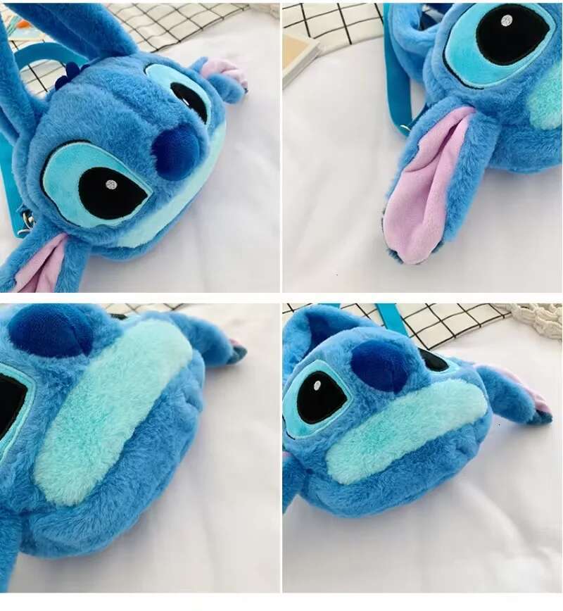 New Lilo & Kawaii Plush Messenger Girl Handbag Anime Stuffed Toys Children Cartoon Plushie Soft Bag