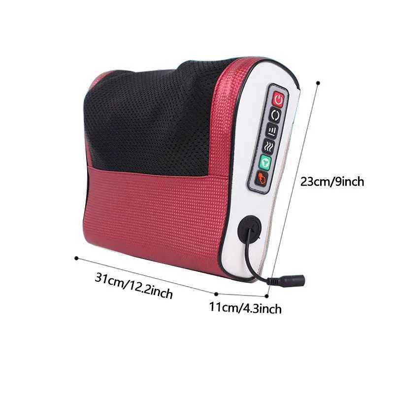 Shiatsu back and neck massager with heat and deep tissue kneading - electric massage pillow for home car and office useW250512