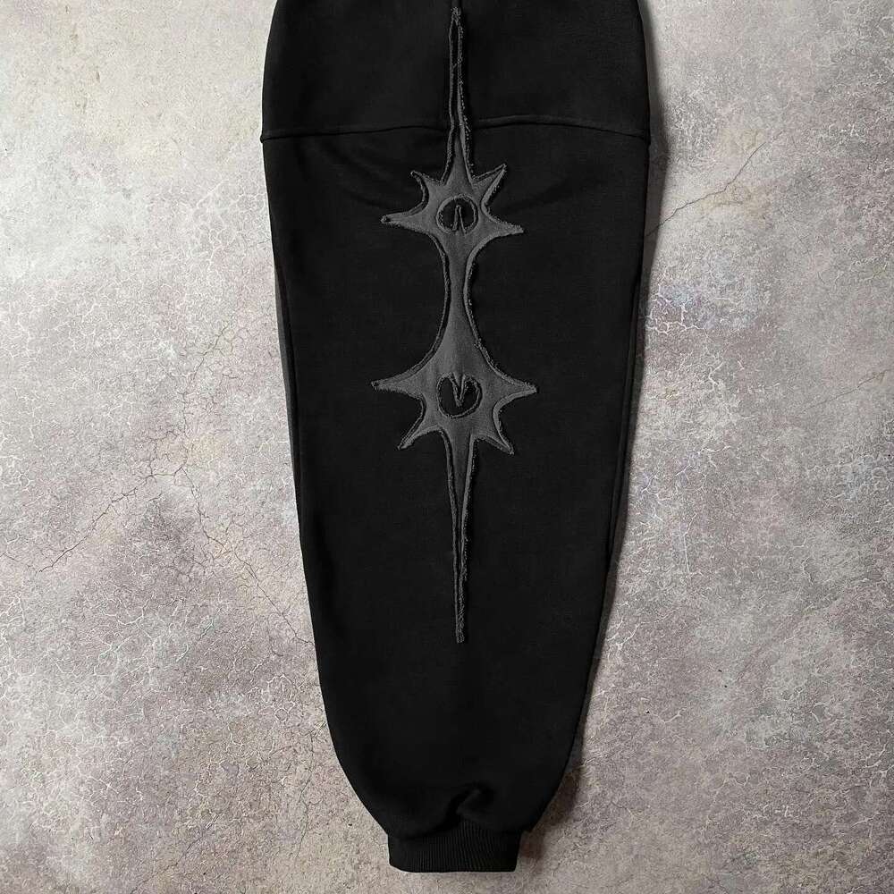 Gothic Retro Embroidery Pattern Black And Gray Ing Oversized Hoodie Men's Y2k New Haruku Hip-Hop Sweatshirt Street Wear Designer