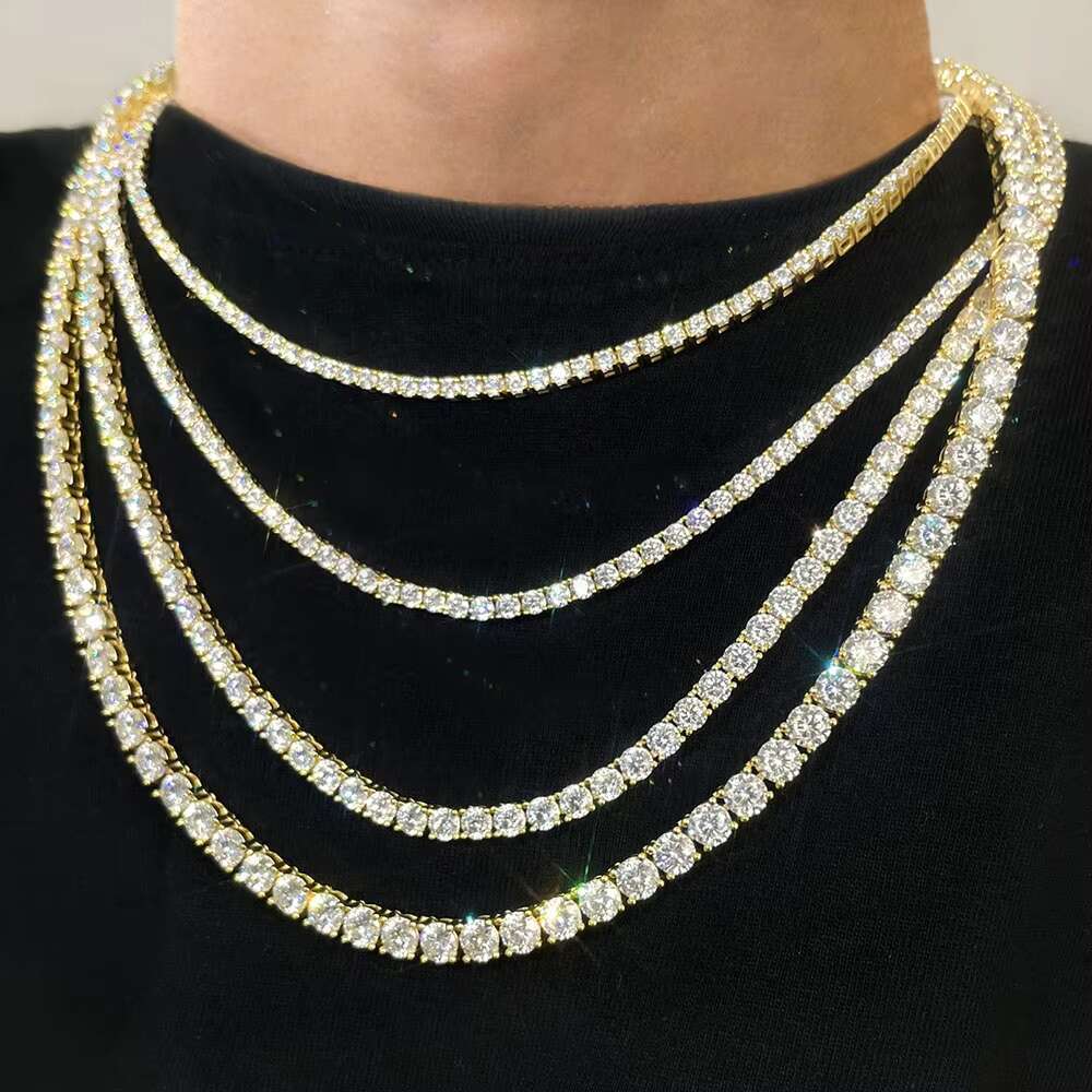 OACOCA Custom S925 Sterling Silver Gra Vvs Moissanite Necklace with 10k 14k Gold Plated Tennis Chain for Men and Women