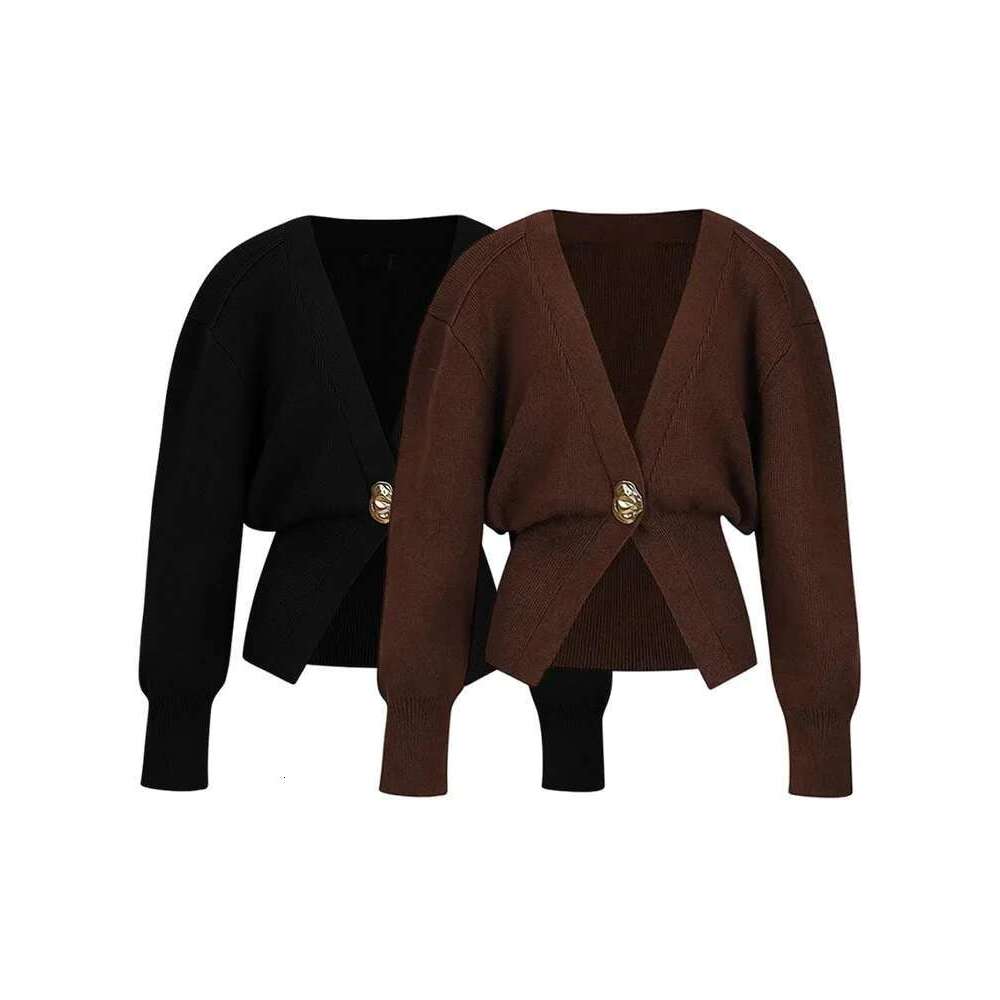 TRAF Women's Knitted Cardigan Jacket Fashion High Alien Button Trimmed Designer Warm Sweater Street Style Chic Womenswear