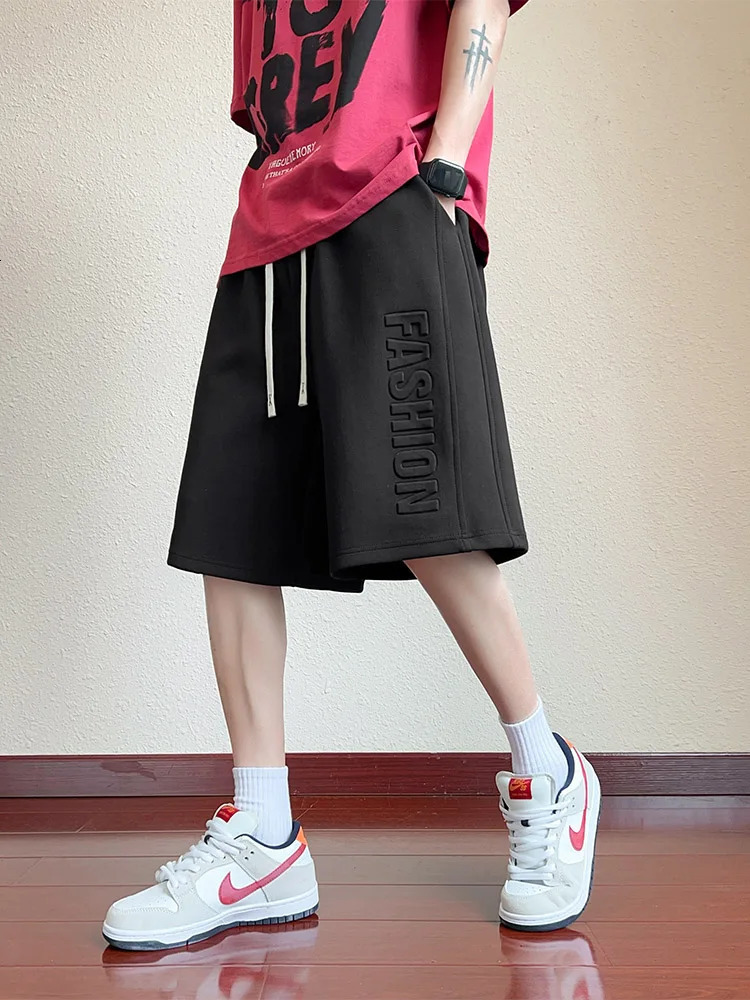 Summer Mens Knit Sweat Shorts Lightweight Cotton Polyester Streetwear Fashion Letter Daily Casual Shorts Big Size 6XL 7XL 8XL 250509