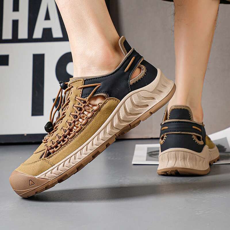 New Men's Fashion Hand-woven Sandals Summer Outdoor Non-slip Waterproof Hiking Shoes Lightweight Breathable Sneakers Men