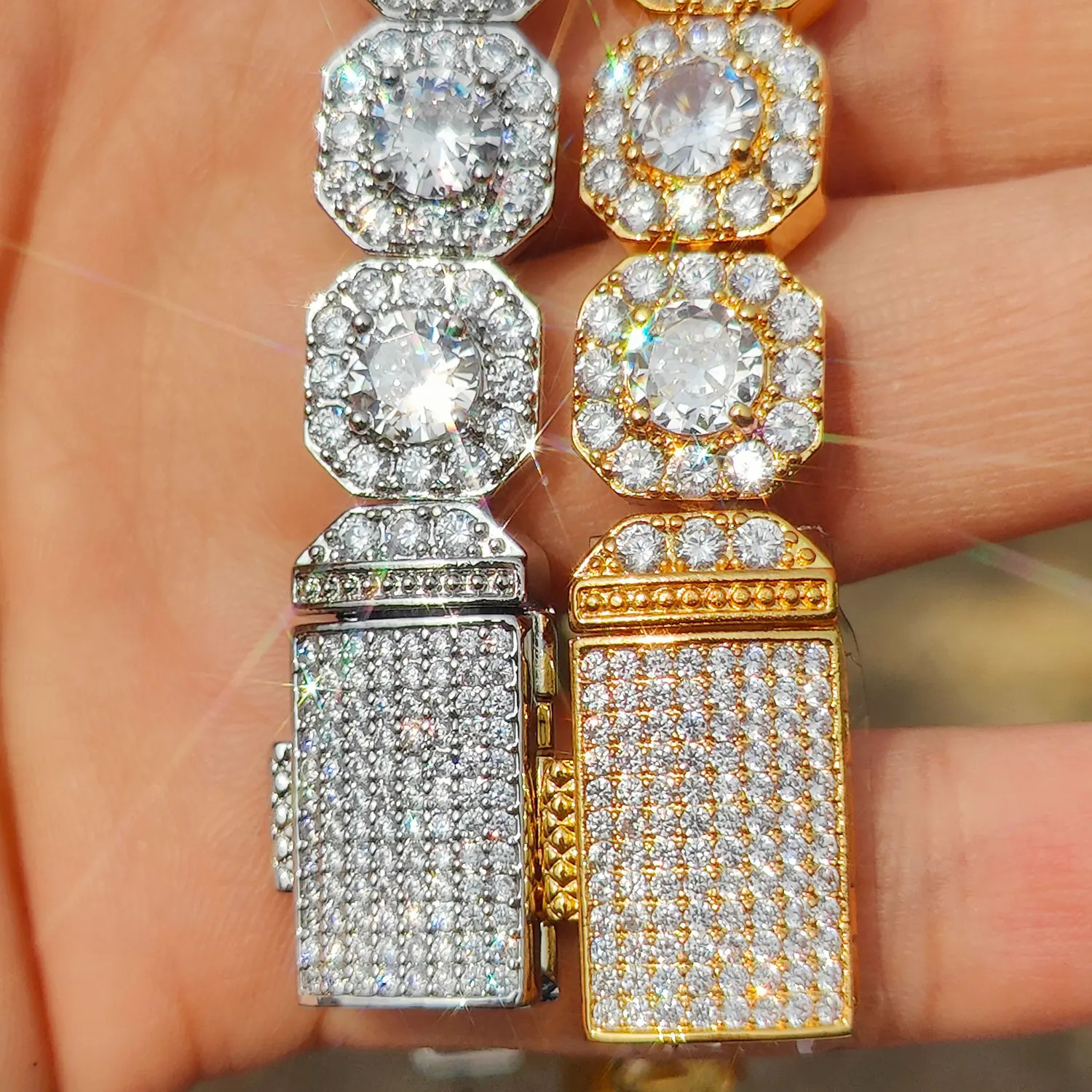 Iced Out Cubic Zirconia Cluster Tennis Chain Necklace Hip Hop Jewelry 10mm 12mm Classic Gift for Men Women 250512