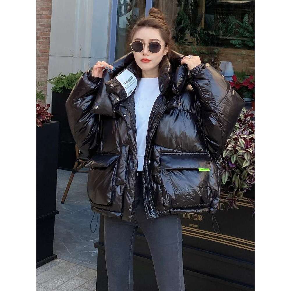 Female Winter Short Hooded Parkas Puffer Bomber Jacket Warm Cotton Padded Coats Stylish Outerwear Oversized Streetwear