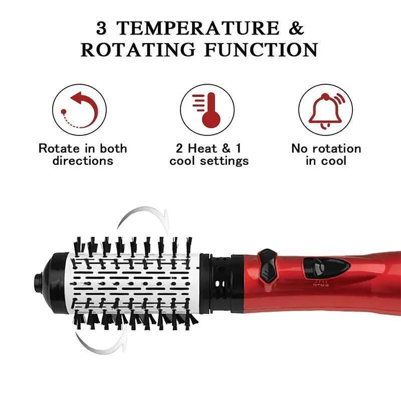 2 In 1 Rotating Electric Straightener Curler Dryer Brush Hot Air Negative Ion Hair Styler Comb