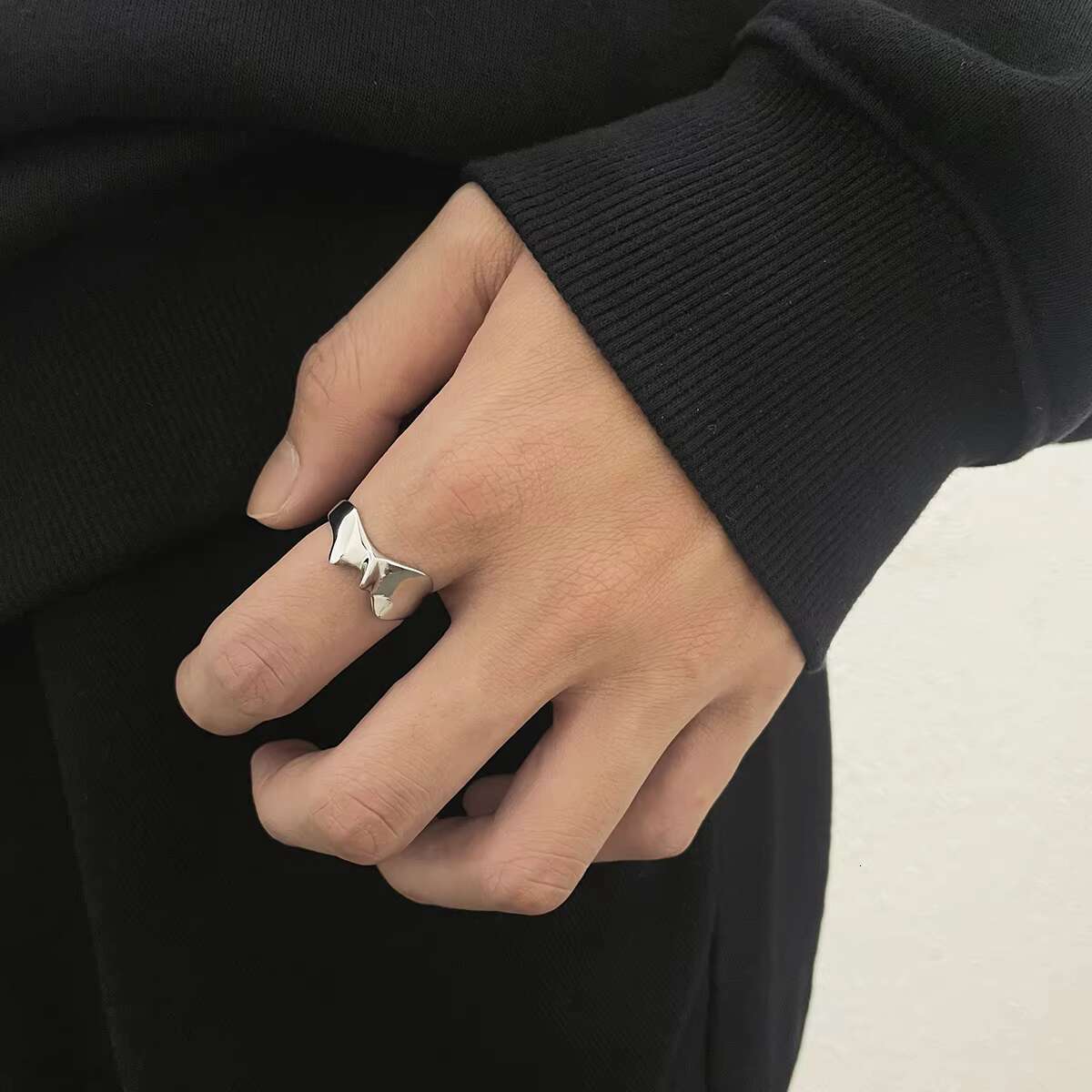 VAF Irregular Shape Anel Masculino Anillos Para Hombre Acero Inoxidable Stainless Steel Irregular Ring for Men Women