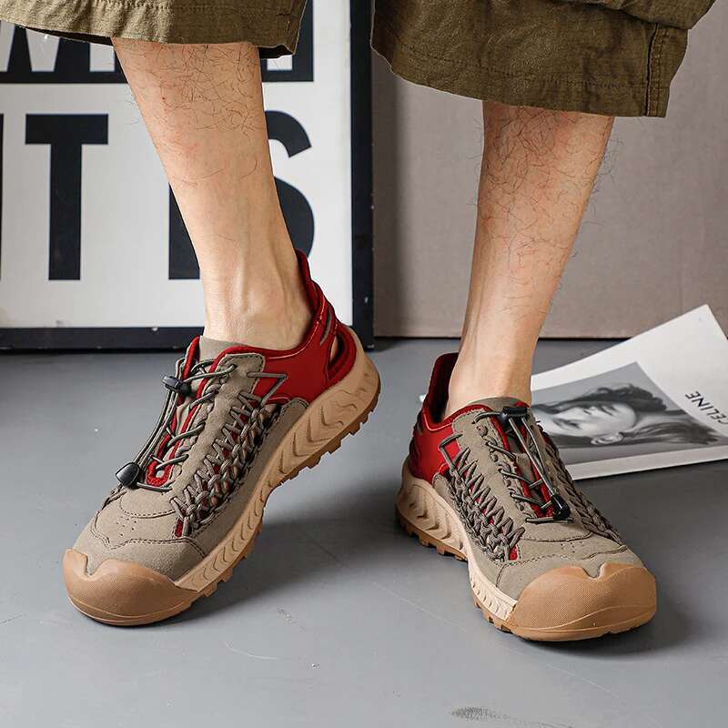 New Men's Fashion Hand-woven Sandals Summer Outdoor Non-slip Waterproof Hiking Shoes Lightweight Breathable Sneakers Men