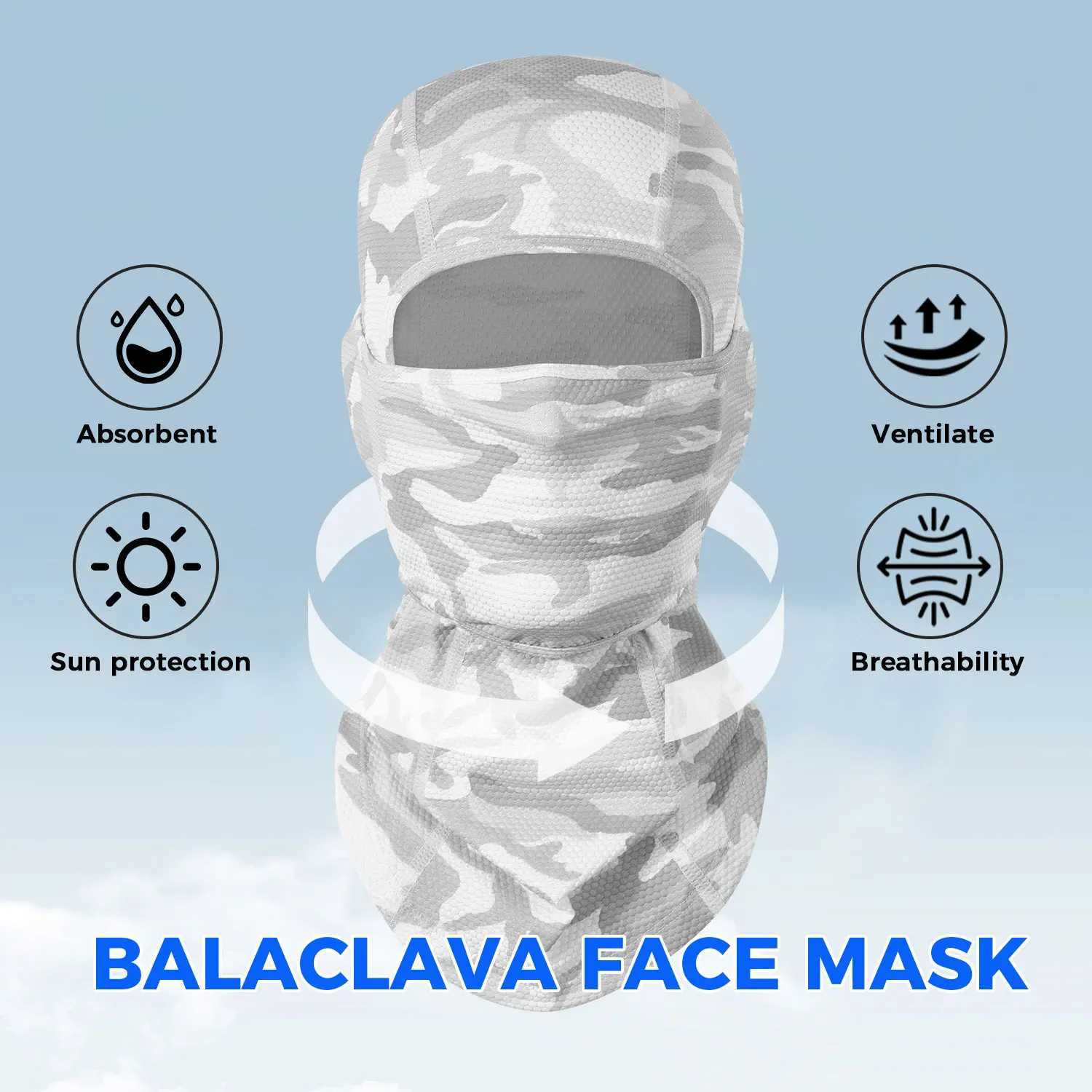 Full Face Mask Cover Balaclava Hat Breathable Sweat Absorption Cool Headscarf Neck Cover for Skiing Riding Sports Headgear MenW250512