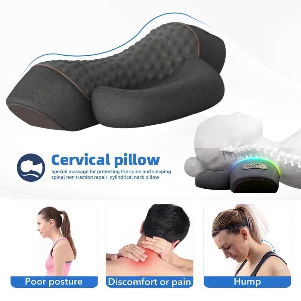 Electric Massager Cervical Pillow Constant Temperature Hot Compress Vibration Massage Airbag Neck Traction Memory Foam PillowW250512