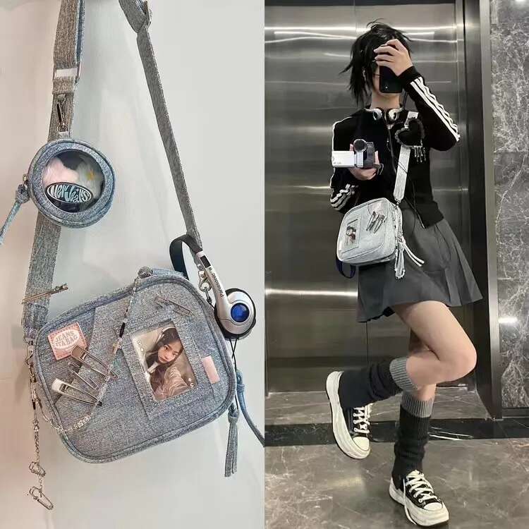 JIAERDI Vintage Denim Messenger Women 2023 New Hot Girls Haruku Casual Crossbody Bags Female Retro Solid Canvas Bag Y2k
