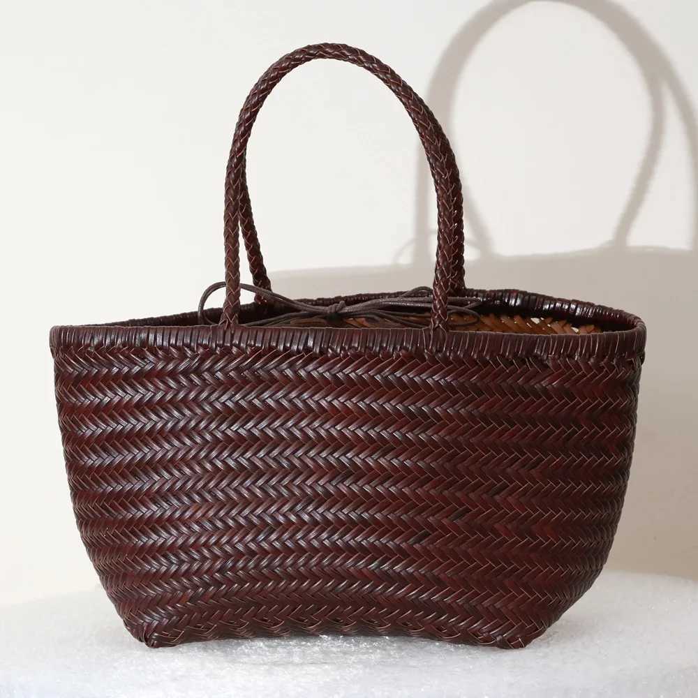 Handbags Womens Genuine Leather Shoulder Bag Weaving Casual Shopping Bag Vintage Big Tote Purse Cowhide Cross Hand Bags LadyW250512