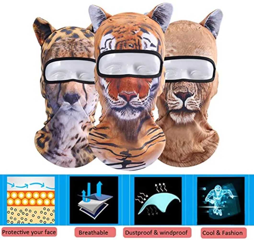 3D Animal Balaclava Bicycle Cycling Ski Hats Party Cat Dog Full Face Mask Funny Neck Gaiter Windproof Soft Animal with Ears HatsW250512