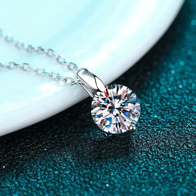 OXTAO 1CT 2CT D Color Pendant Necklace S925 Solid Silver Chain Necklace Valentines Day Gift for Women Wedding 250512