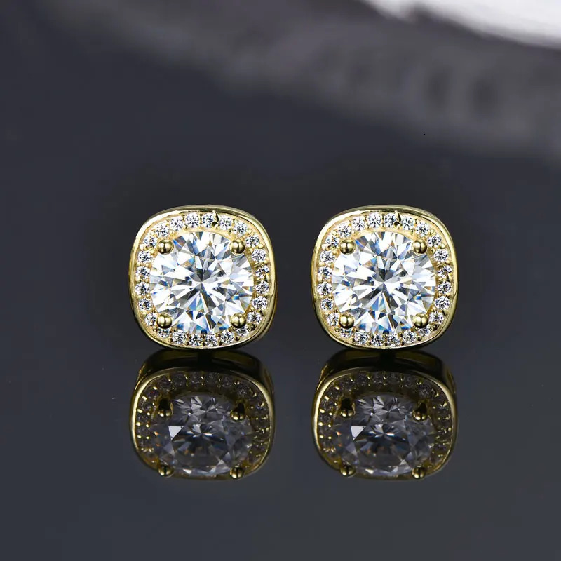 IOGOU 6.5mm 1.0CT Square Stud Earrings for Women 925 Sterling Silver Earrings Halo Lab Diamond Fine Jewelry 250512
