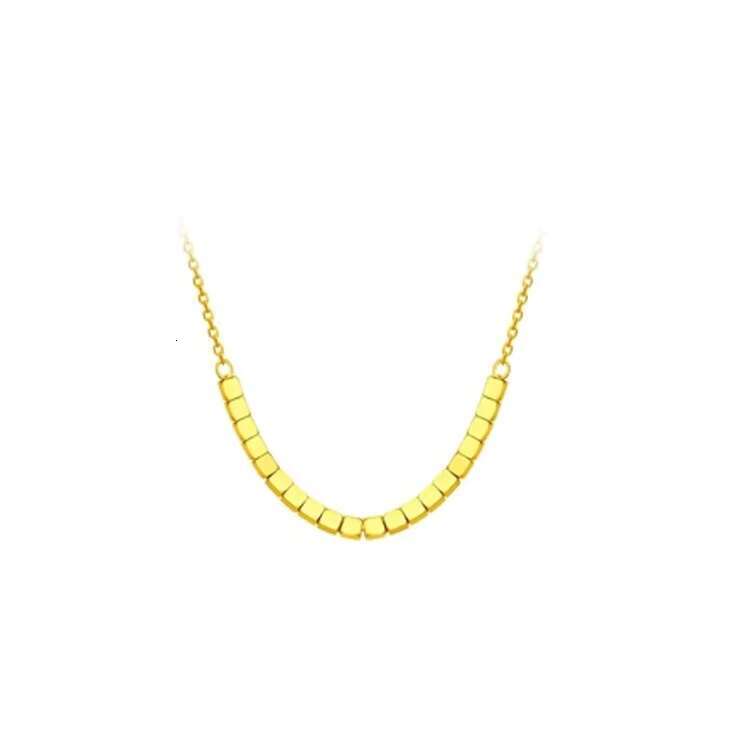 High quality women's stainless steel square design collarbone chain gold-plated necklace