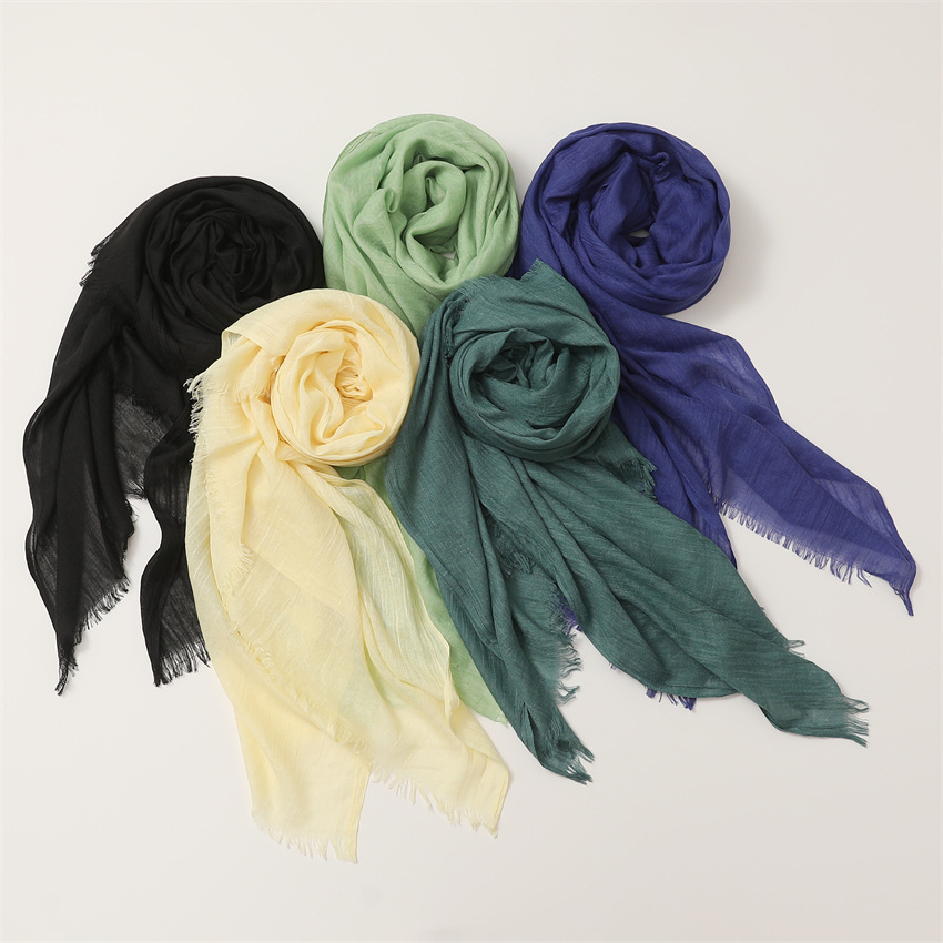 K696 Foreign trade scarf solid color cotton and linen towel spring, summer, autumn and winter women's literary sun protection warm shawl neck sca