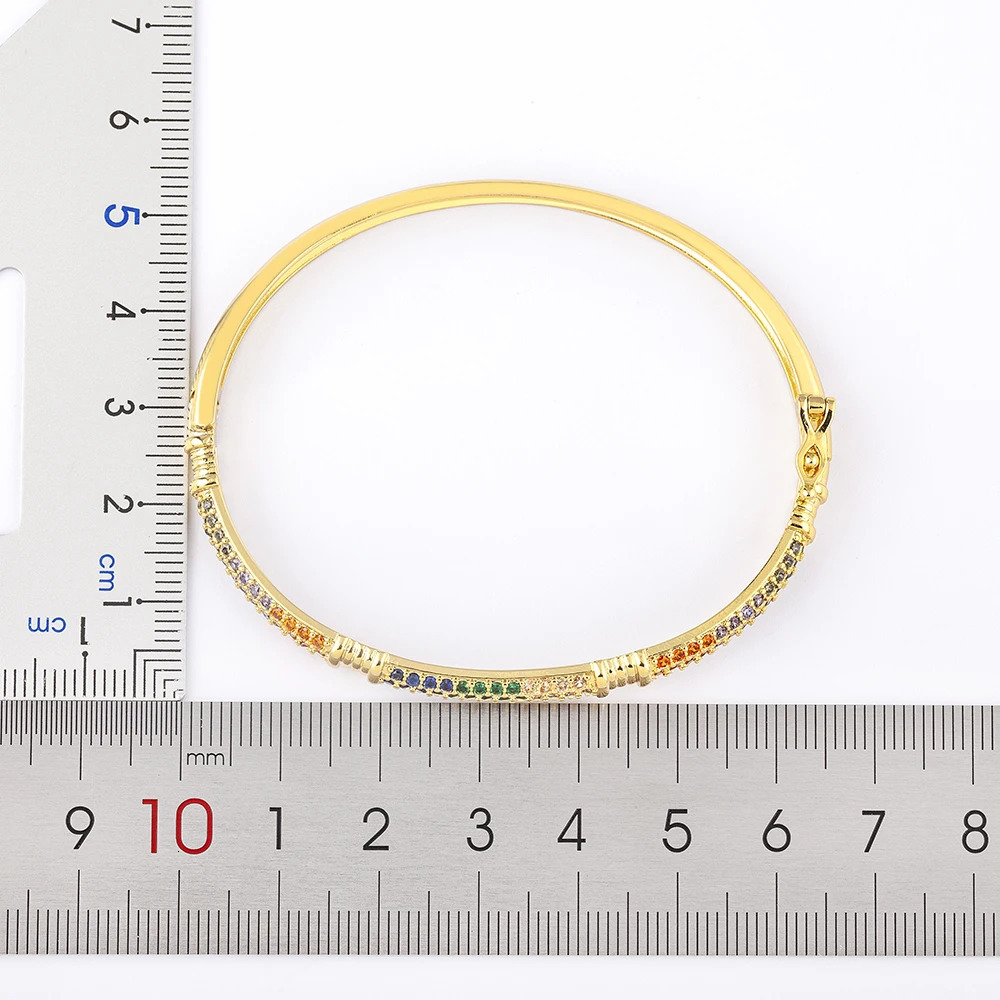 Nidin n Light y Colorful Zircon Bangle For Woman Gold Plated Jewelry Personality Charm Gift Femme 250512
