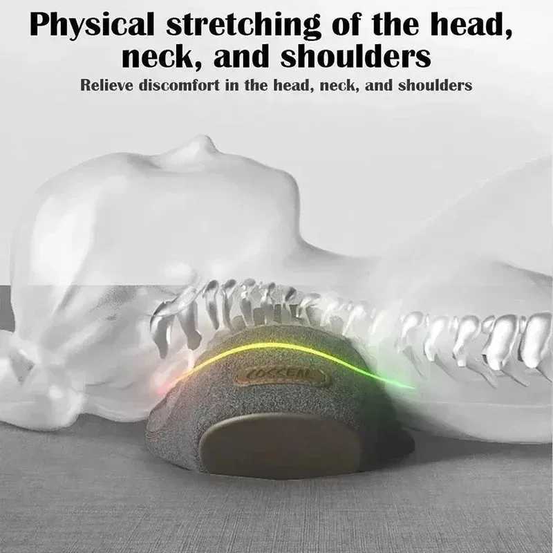 Electric Massager Cervical Pillow Hot Compress Vibration Massage Neck Traction Relax Sleeping Memory Foam Neck Guard Pillow GreyW250512