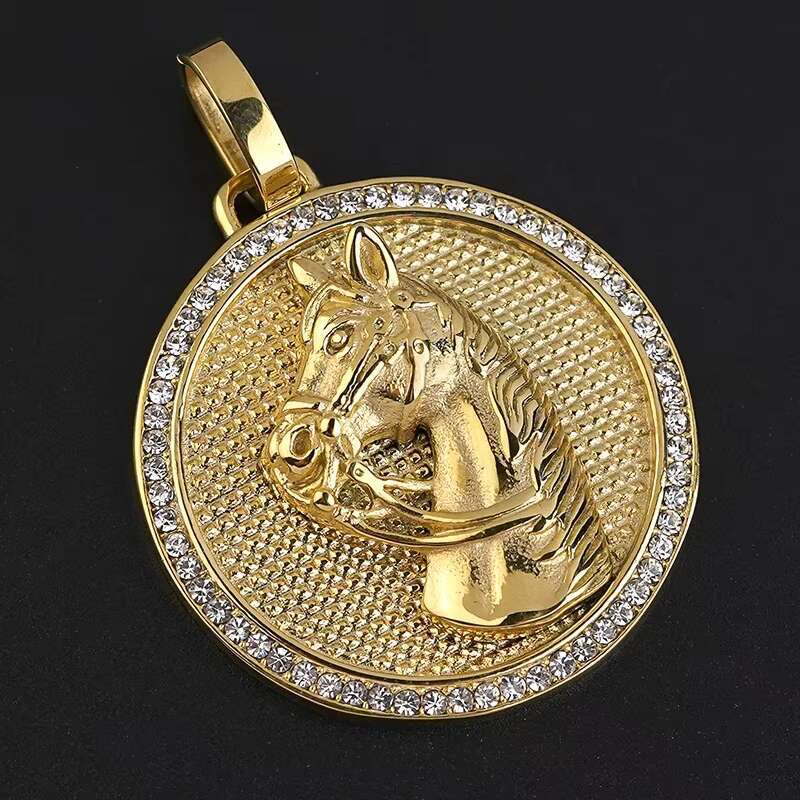 Horse Design Pendants Necklaces PVD Gold Plating Jewellery 3D Casting Stainless Steel Accessories