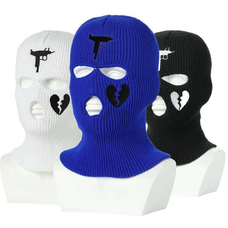 2024 New Full Face Cover Ski Mask Hat 3 Holes Balaclava Army Tactical CS Windproof Knit Beanies Bonnet Winter Warm Unisex CapW250512