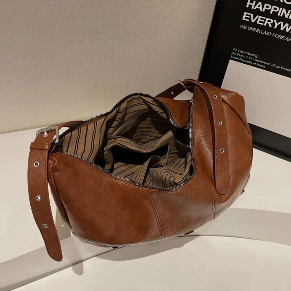 New Casual Fashion Hobos Bags for Women Retro One-shoulder Cross-body Bag Versatile Ladies Purse High Quality PU Leather Handbag