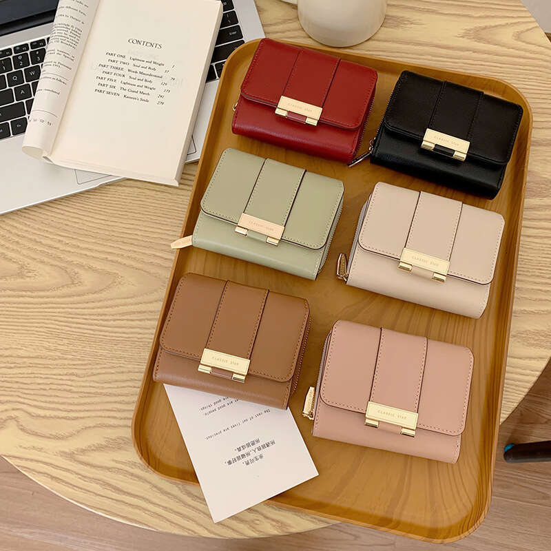 new wallet women, high-end feeling, small folding wallet, short zipper, three fold handbag for women