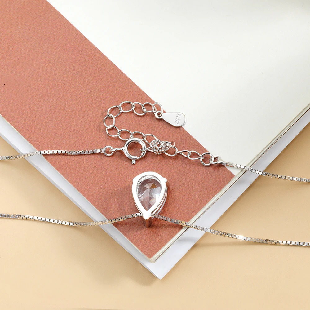 Serenity 2ct Pear Cut D Color Necklace Women Sparkling Sterling Silver S925 Pendant Drop-water Neck Chain Plated 250512