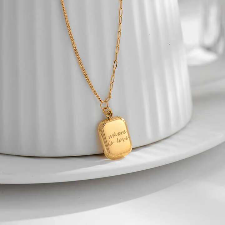 Elegant Gift Women's Clavicle Chain Jewelry Fashion Block Design Stainless Steel Pendant Necklace