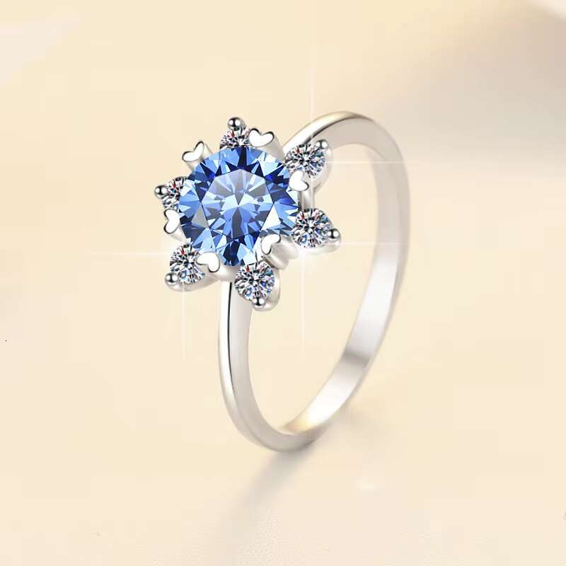 Fine Jewelry Intellectual Minimalist Ring for Women S925 Sterling Silver Blue Diamond VVS 1 Moissanite Ring of Women Ladies