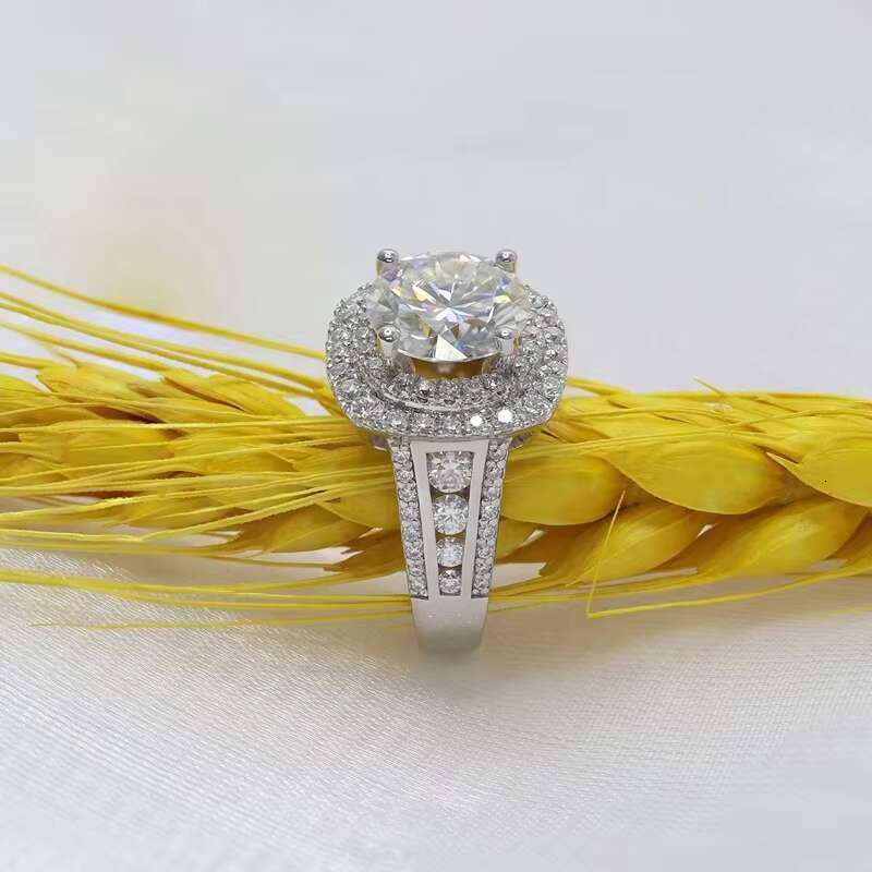 Paston Wholesale Price 3ct Round Moissanite Ring D VVS1 10K 14K Solid White Gold Engagement Wedding Ring