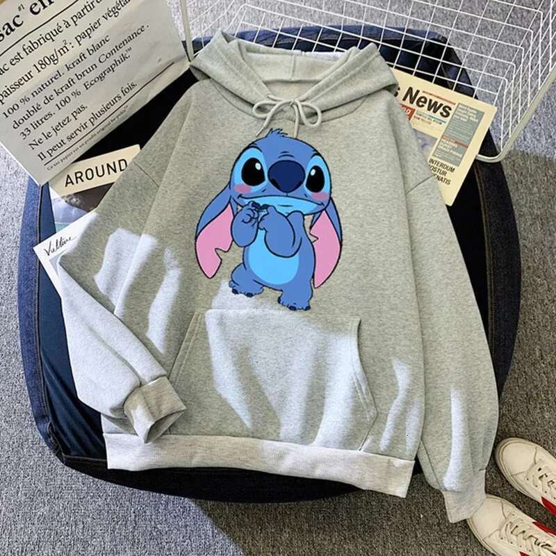 Pattern Loose Male Sweatshirts Pocket Cartoon Cute Print Clothing Cozy Daily Men Hoodies Autumn Winter Popular Designer