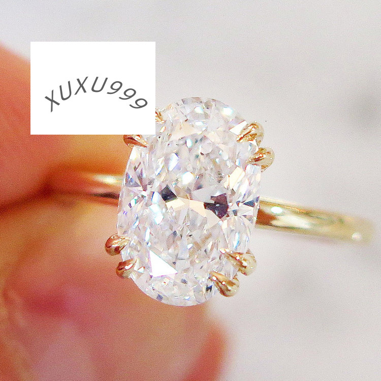 Wholesale Vvs Moissanite 10K 14K 18K Solid Yellow Gold Engagement Wedding Rings for Women Diamond Emerald Radiant Oval Cut Ring