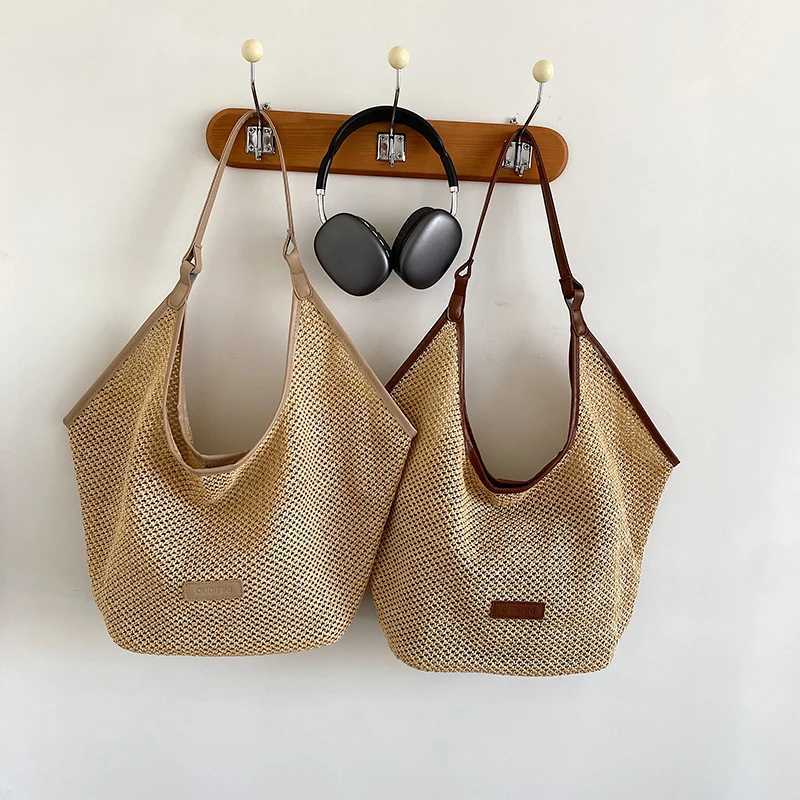 2 Set Straw Shoulder Bag for Women 2025 Summer Travel Bag Designer Underarm Handbag Large Capacity Beach Tote Bag Brand Sac Z250512