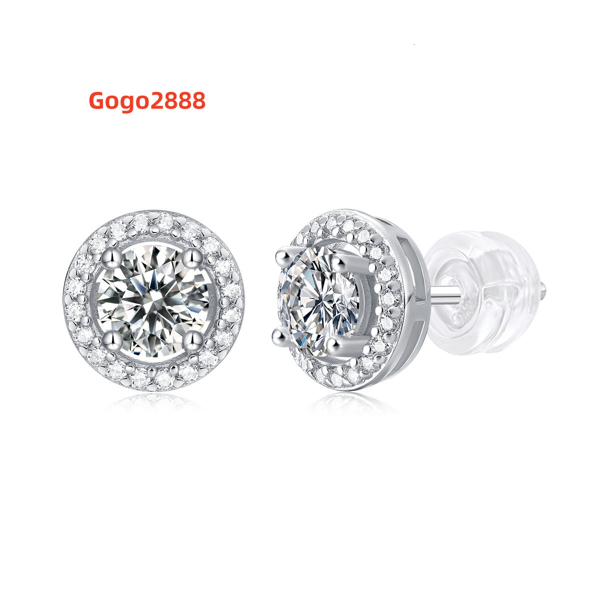 De 0.5ct 1ct D Color Iced Out Diamond Cluster Men Hip Hop 925 Sterling Silver Women VVS Moissanite Stud Earrings