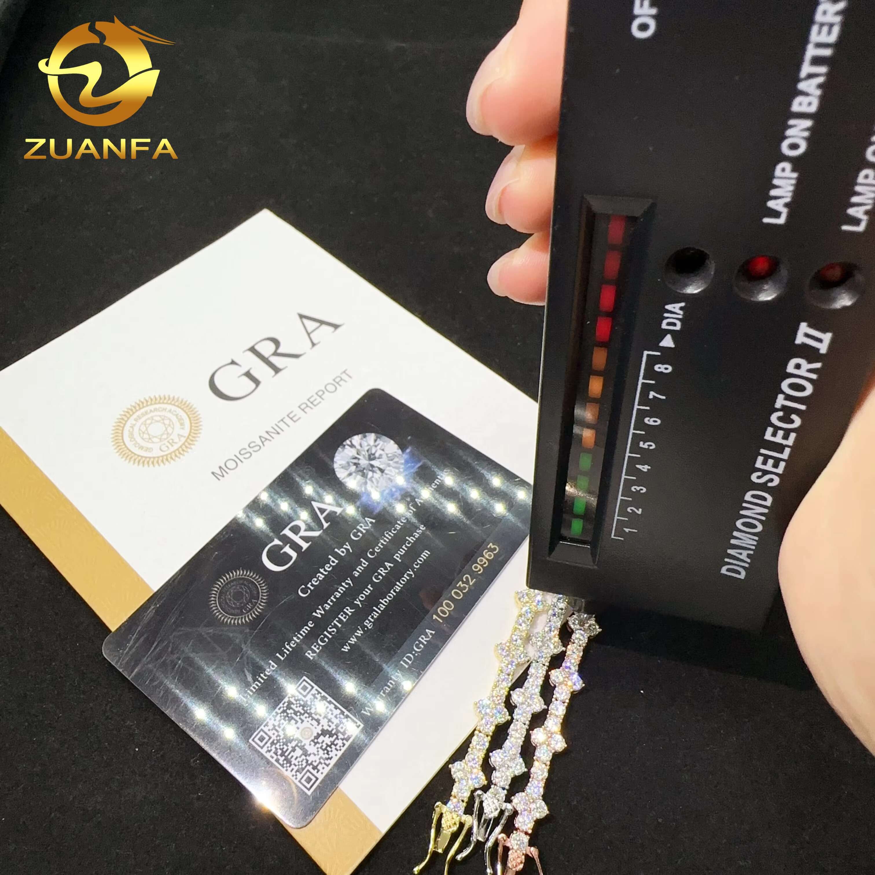 Hot Selling Sterling Silver 925 Lab Diamond Jewelry Iced Out Vvs Moissanite Hip Hop Jewelry Tennis Chain Bracelet