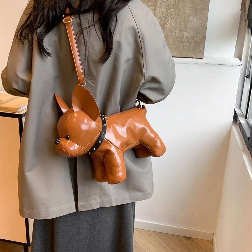 Shoulder For Women Bulldog Shaped Crossbody Bag PU Leather Wallet Tote With Zipper Handbag Satchel Purse