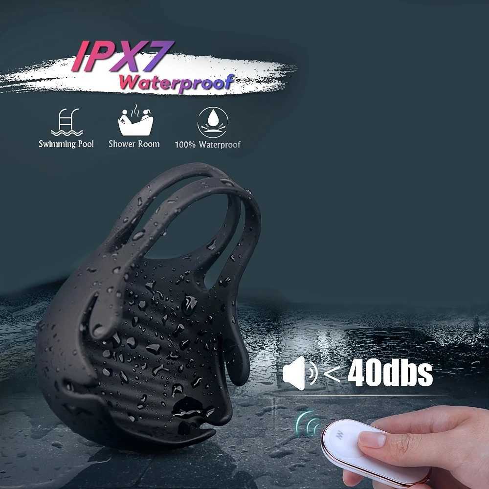 Vibrating Penis Massager Male Chastity Cock Ring Sex Toys for Men Wireless Remote Control Testicle Vibrator Mens Masturbator W250512