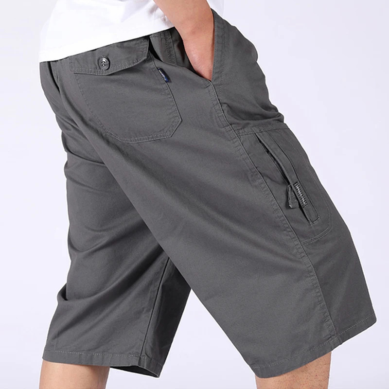 Loose Casual Men Cargo Shorts Summer Pants Elastic Waist Large Size Outdoor Jogging Sweatpants Trend Multi Pockets Short Pants 250509