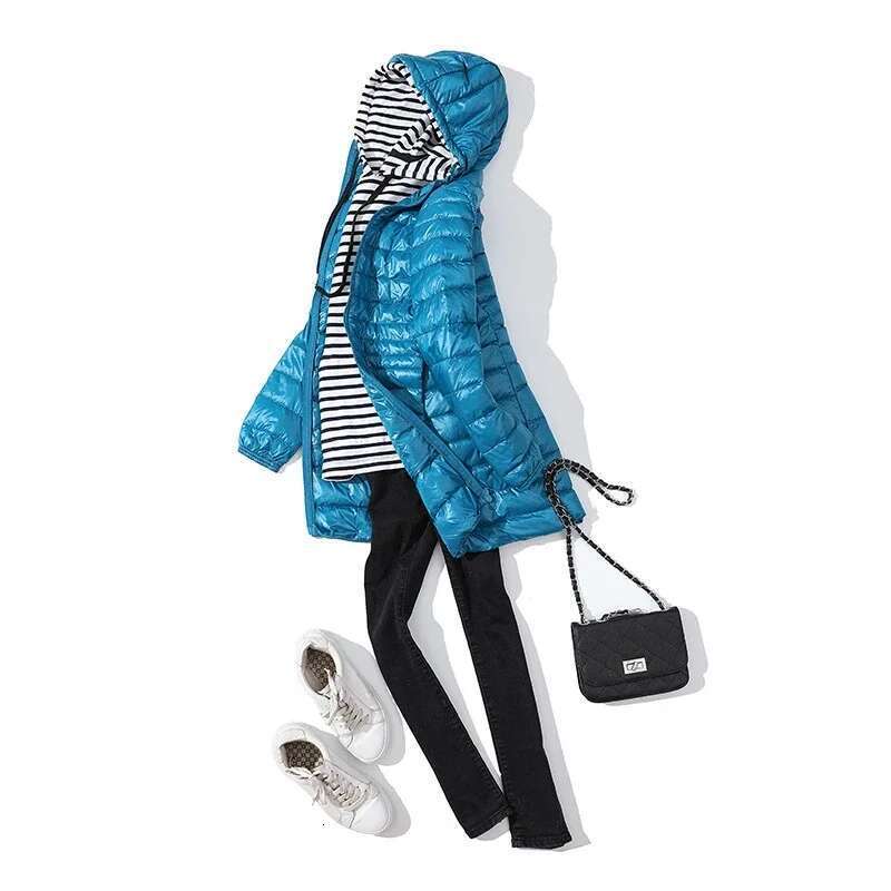 Women Long Warm Light Down Jacket Ladies Fashion Hooded With Portable Storage Bag Puffer Coats Women's Overcoats Hip-Length Coat Designer