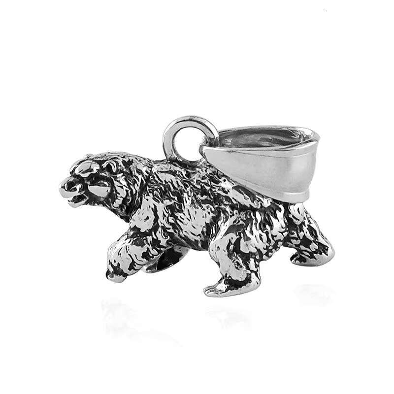 Hot Selling Classic Bear Animal Pendant Necklace Street Men Steel Necklace Wholesale Bear Necklace