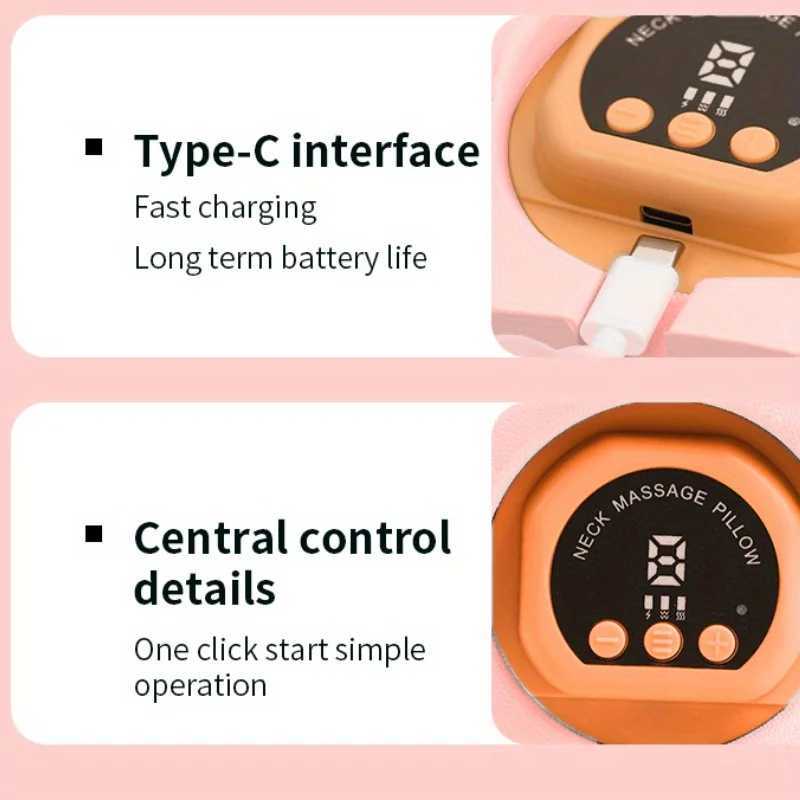 Electric Cervical Curvature Corrector Pink New Multifunctional Vibration Massage Pillow Hot Press Pulse Cervical Massage PillowW250512