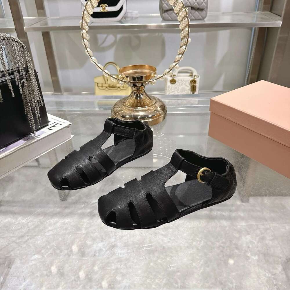 Women Size35-41 Genuine Leather Flats Mary Janes Round Toe Summer Solid Colors Leisure Designer Shoes Zapatillas De Mujer