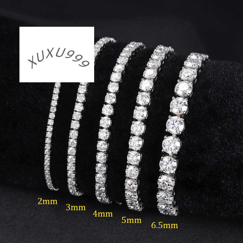 2025 Unisex 925 Sterling Silver Link Bracelets 2mm-6.5mm Gold Plated Moissanite Diamond Tennis Low Price Perfect Gift Party