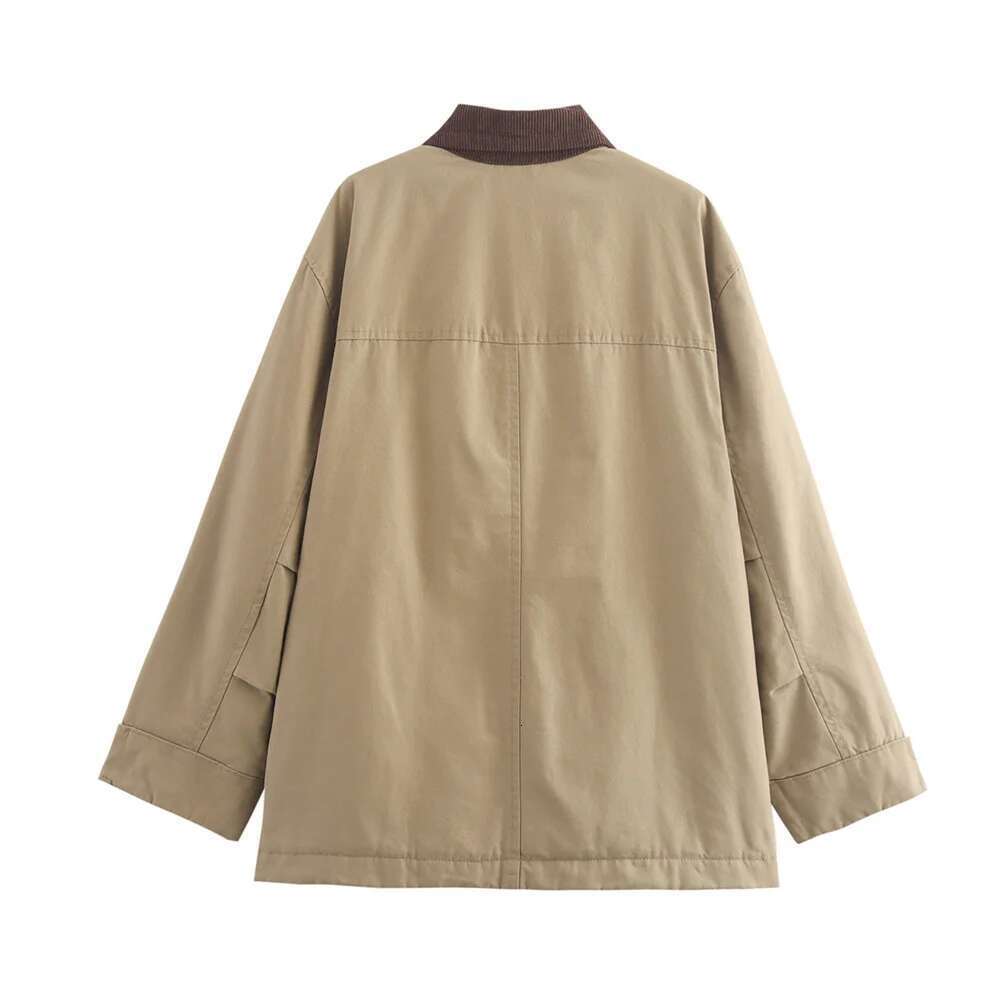 Pb&Za2024 Autumn New Product Casual Women's Fashion Versatile Solid Color Single Breasted Long Sleeve Loose Jacket Coat