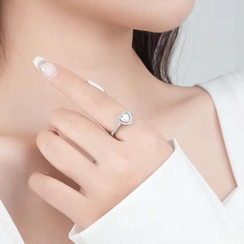 Custom Luxury Womens Wedding Ring New 925 Sterling Silver with DEF Moissanite Heart Fine Jewelry