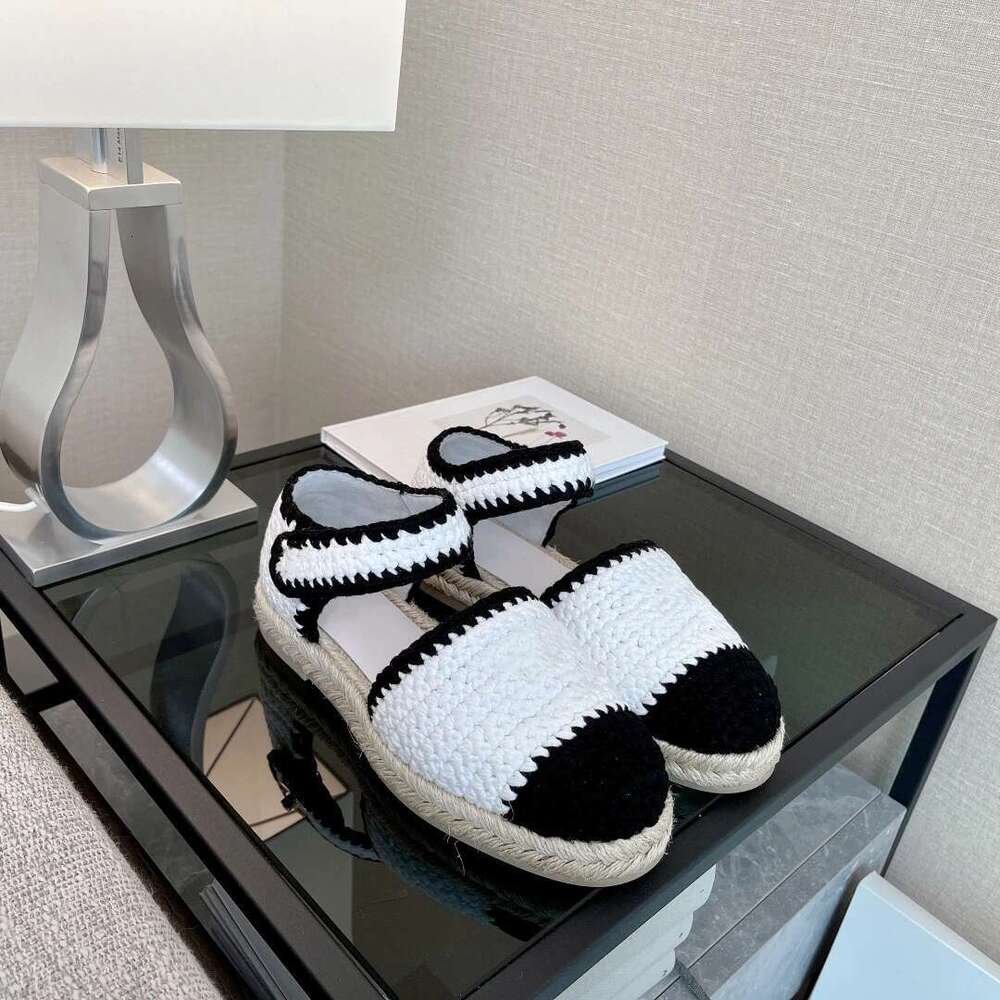New Women Weaving Sandals Low Heels Flat Platform Espadrilles Buckle Strap Mixed Colors Designer Shoes Zapatillas De Mujer