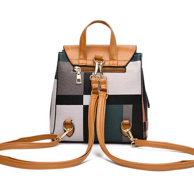 Fashion Small Pu Leather Backpack Shoulder Bags For Women Plaid School Knapsack High Quality Travel Rucksack Shopping Bag Z250512