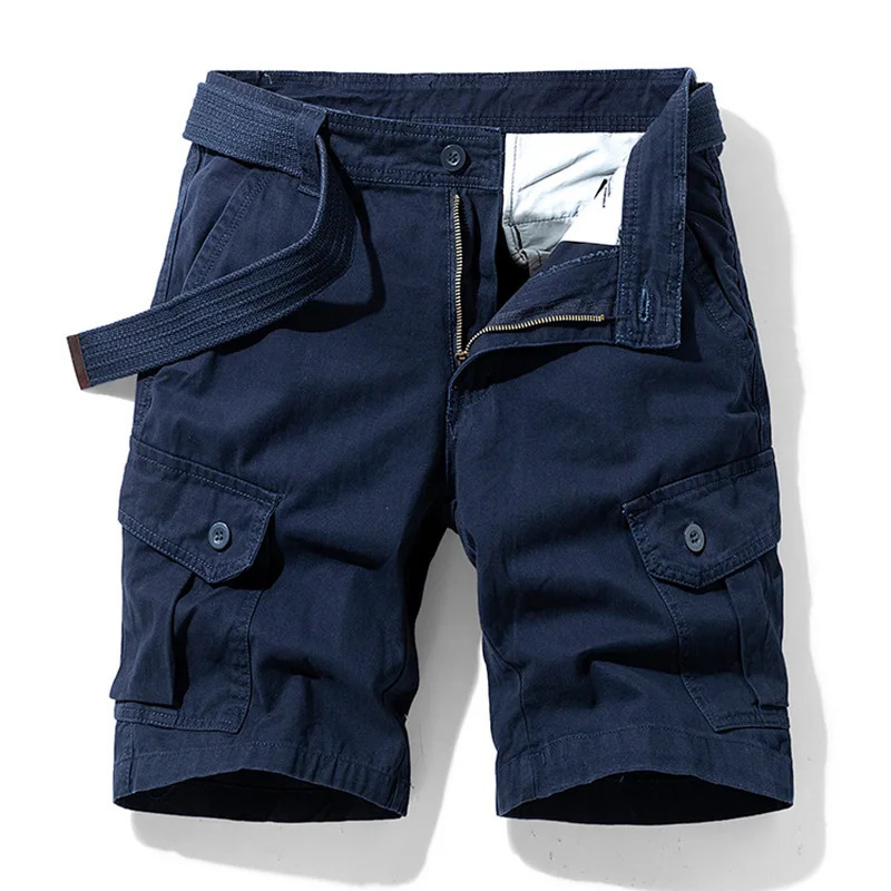 Men Summer Solid Casual Classic Cargo Shorts Men Fashion Cotton Multi-pocket Shorts Men Outwear Breathable Shorts Male 250509