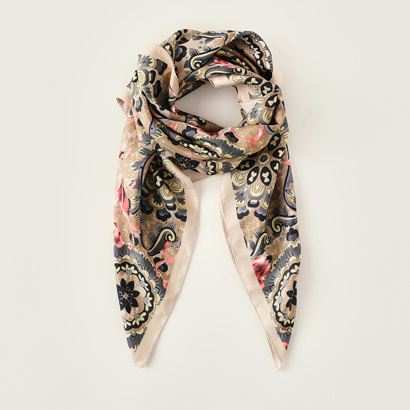 queen of the word 2 Temperamental and versatile floral print scarf Simulated silk scarf Versatile printed scarf